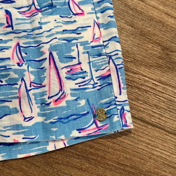 NWOT Lilly Pulitzer Linen Lilo Short in Zanzibar Blue Bootylicious XXS - Picture 6 of 8